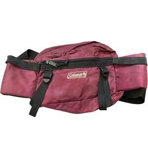 Vintage Coleman Maroon Red Fanny Pack Belt Bag Hiking Waist Pouch-Retro